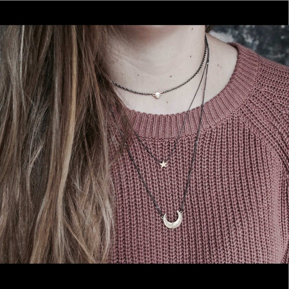 Layered Gunmetal Boho Necklace